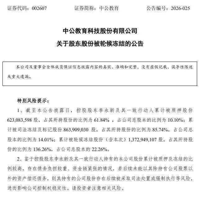  中公教育股权风波持续，行业竞争加剧下控制权隐忧凸显。 教育招生