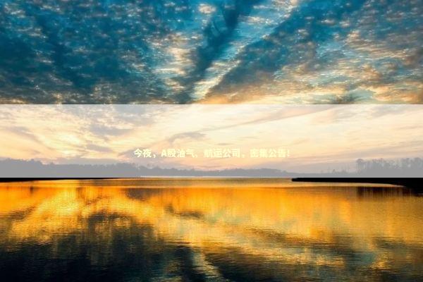 今夜，A股油气、航运公司，密集公告！ 新闻
